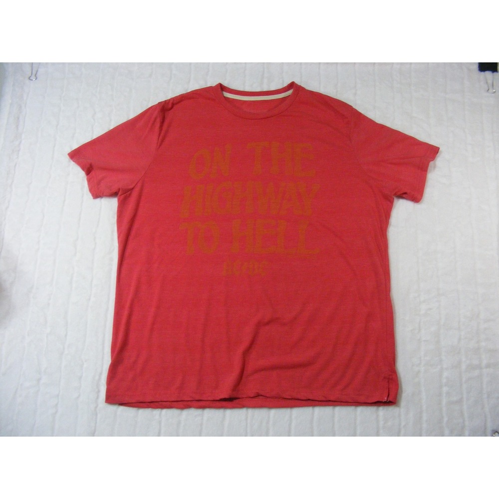 Popfunk AC/DC T-Shirt Mens XL Red Excellent Highway To Hell Faded Graphic Tee